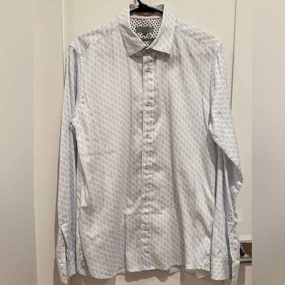 Ted Baker endurance geometrical print Men's Blue Patterned Shirt size 3 = 15.5 H - Picture 4 of 6